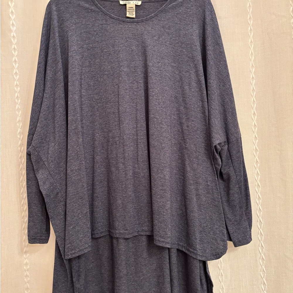 Grayish Blue Long Sleeve Tunic OS